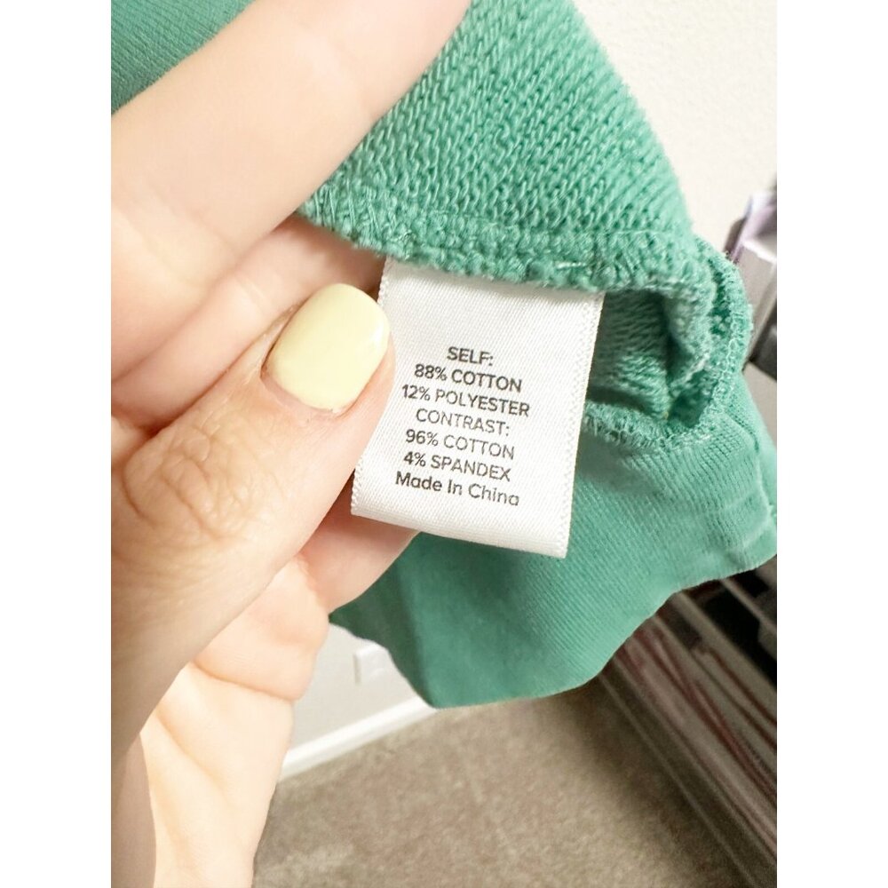 Evereve Womens Myla Pleated Hoodie Puff Sleeve Drawstring Pullover Green Size XL - Picture 6 of 7